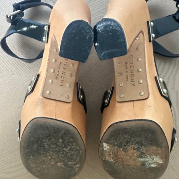 Givenchy Wooden, Platform Heel, Black, Patent Leather with Studs, Size 37 - Picture 7 of 7